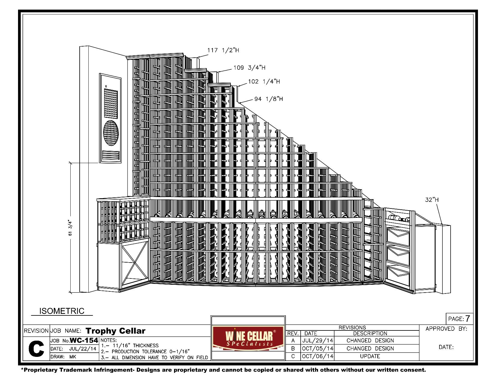 Custom Wine Cellar Isometric Front View Tampa